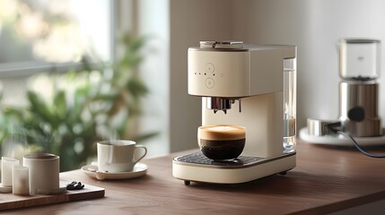 A retro coffee maker redesigned with app connectivity for precision brewing and modern aesthetics