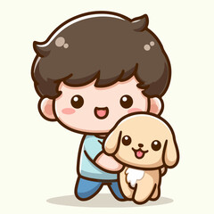Fototapeta premium vector illustration of cute cartoon people with dogs