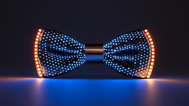 A traditional bowtie with a metallic sheen and programmable LED patterns