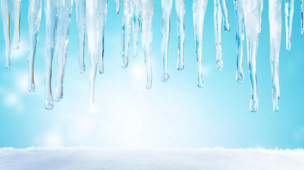 Icicles hanging from a ledge during a winter day