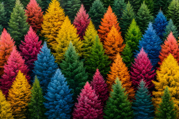 Colorful autumn forest aerial view