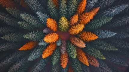 Colorful fractal trees, autumn, radial, nature, art