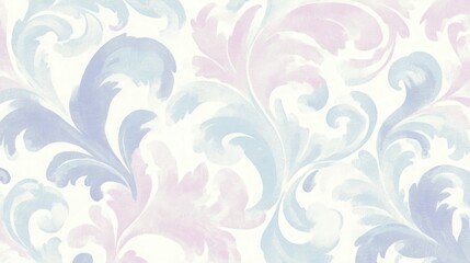 Elegant Floral Pattern in Soft Pastel Shades of Blue and Pink