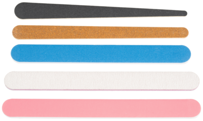 Nail files. Set of new nail files. Professional double sided nail buffers with very soft and grit coarser for natural or acrylic, gel nails. Beauty nails salon. Manicure and pedicure tool for fingers