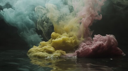 Fototapeta premium Abstract colored ink swirling and mixing in water creating a mesmerizing display of colors