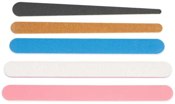 Nail files. Set of new nail files. Professional double sided nail buffers with very soft and grit coarser for natural or acrylic, gel nails. Beauty nails salon. Manicure and pedicure tool for fingers