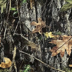 Oak Leaves Tree Bark Hunting Camouflage Seamless Pattern Texture