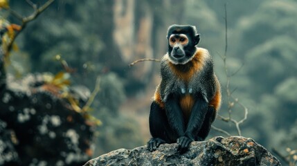 Obraz premium De Brazza's monkey, Cercopithecus negligent, rare animal in its natural habitat, AI generated image