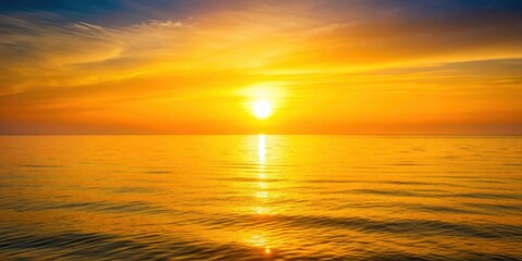 Fototapeta premium Sunset over a calm ocean with a yellow gradient background, calm, landscape, calm, landscape, transparent background, serene