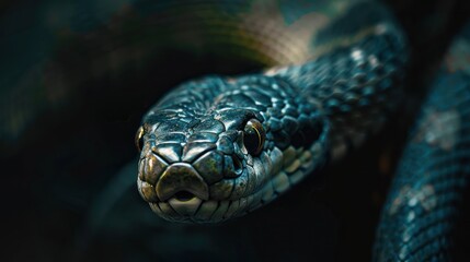 Close-up portrait of a poisonous snake in its natural habitat, AI generated image