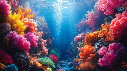 Fototapeta premium Ocean Scene: Coral Reef and Water Glimpse