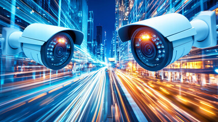 Advanced security cameras monitoring urban traffic flow