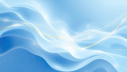 Obraz premium A background image of flowing blue and white curves with a golden line.