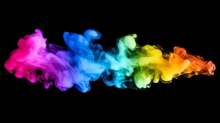 Fototapeta premium Vibrant Rainbow Smoke Swirls Against a Dark Background Minimalist Art Design