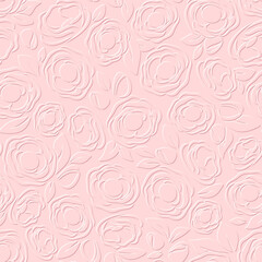 Seamless emboss floral pattern. Pink floral pattern with flowers. Vector floral print