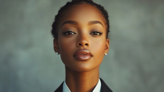 Confident Woman with Radiant Skin in Business Attire Portrait