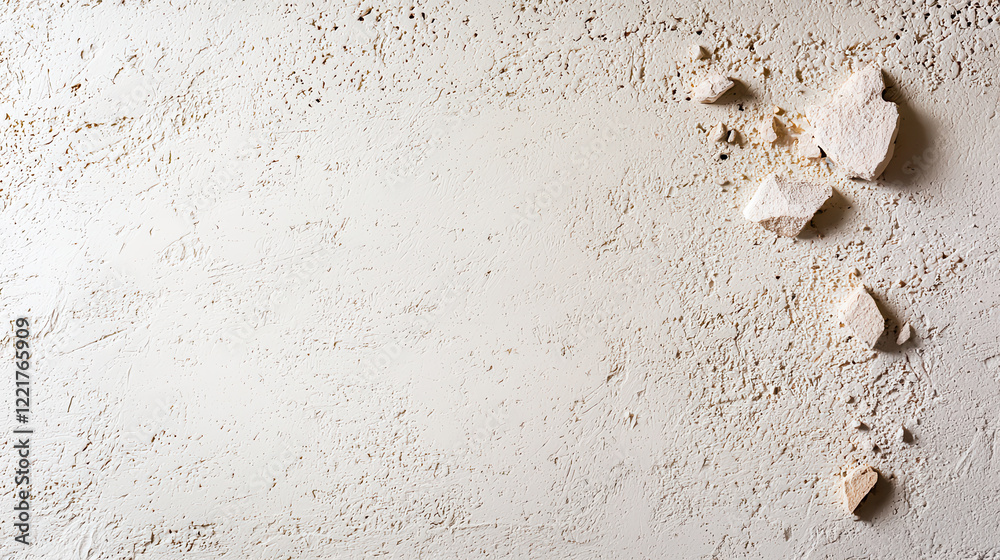 Leinwandbilder minimalistic cream colored background with textured surface and rock fragments. this evokes sense of
