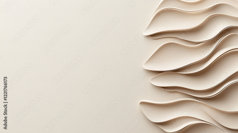 Leinwandbilder Elegant cream backdrop with smooth texture and flowing shapes, creating serene and modern aesthetic. Perfect for backgrounds in design projects
