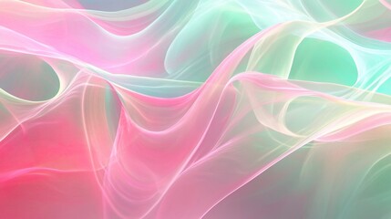 Fototapeta premium Abstract wavy background with soft pink and green hues creating flowing design