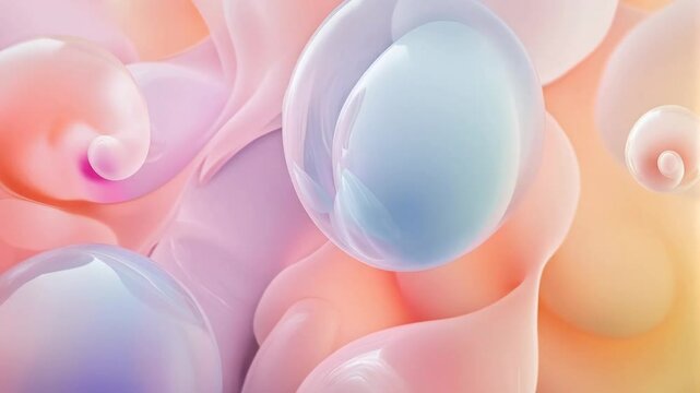 Ethereal Soft Pastel Bubbles Creating Abstract Fluid Harmony
