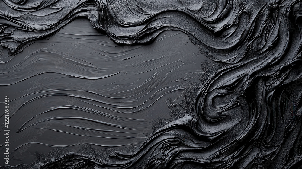 Poster Textured black and grey background with soft swirling patterns, creating dynamic and artistic feel. Ideal for design projects or backgrounds