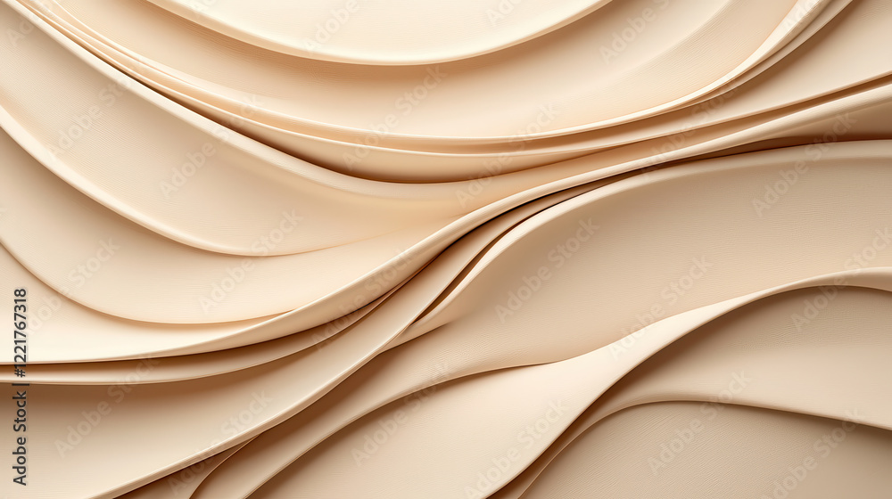 Poster Soft cream background with graceful, flowing patterns creating serene and elegant atmosphere. Ideal for design projects needing subtle touch of sophistication
