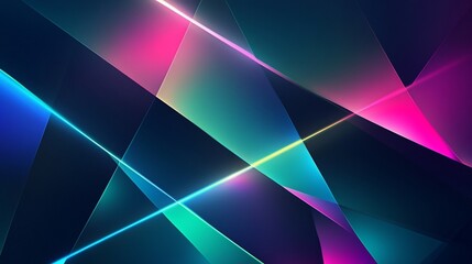 Obraz premium Abstract geometric lines with vibrant neon colors on a dark background creating a dynamic and modern composition
