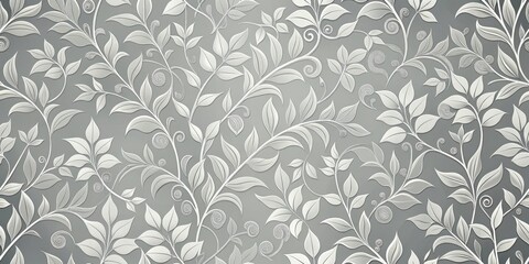 Elegant grey floral wallpaper with intricate stems and leaves in a subtle, high-end design feature, elegant, design