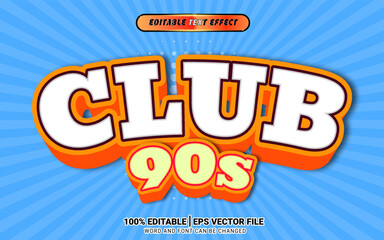 3d retro club 90s vintage style cartoon text effect