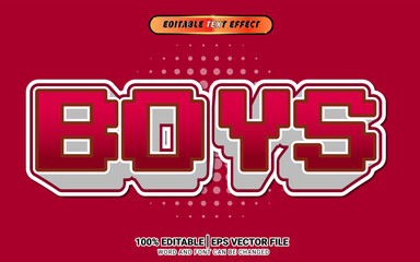 Retro game boys cartoon 3d red text effect