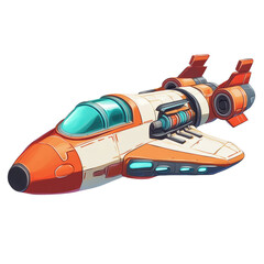 Obraz premium Sleek Cartoon Spaceship Design for Adventure on white background