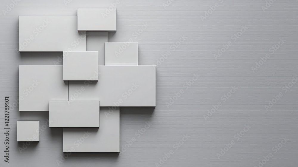 Aufkleber modern abstract composition with white geometric shapes on gray background