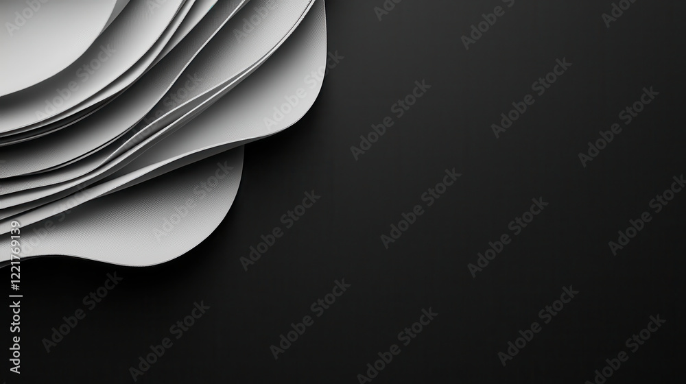Poster Sophisticated gray gradient background with layered shapes and textures. design features smooth curves and modern aesthetic, perfect for various creative projects
