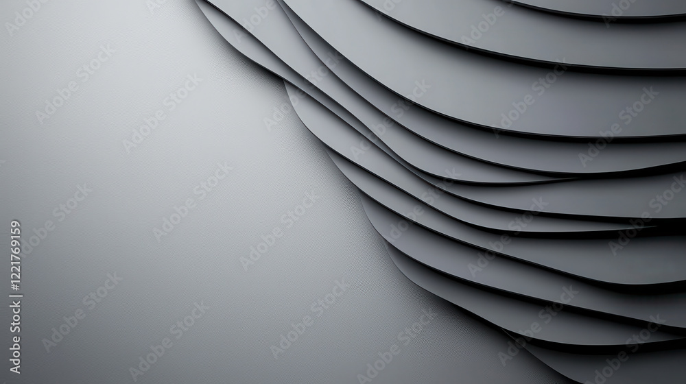 Poster Sophisticated gray gradient background with layered design elements, creating modern and elegant aesthetic. Ideal for various creative projects