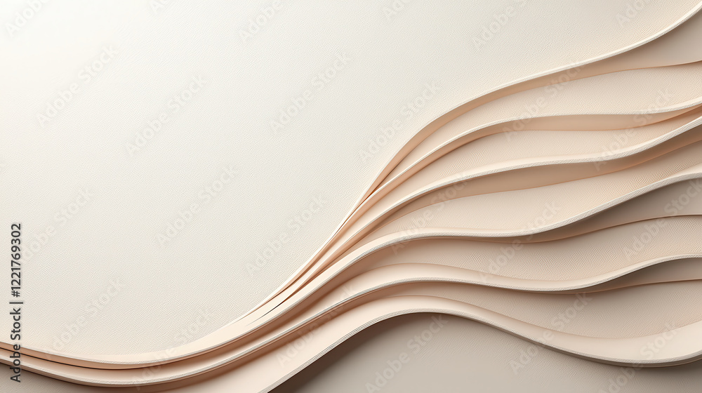 Poster Elegant cream backdrop with smooth texture and flowing layers, creating serene and sophisticated atmosphere. Ideal for backgrounds and design projects