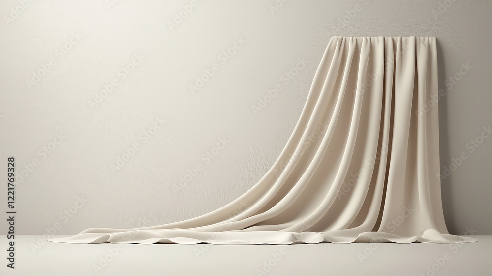 Aufkleber elegant cream backdrop with smooth texture and soft draping fabric, perfect for photography or desig