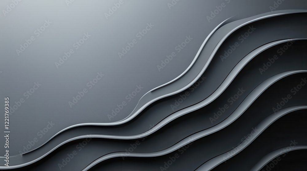Leinwandbilder Smooth gray gradient background with flowing wave patterns, creating modern and sleek design. Ideal for digital art, presentations, or wallpapers