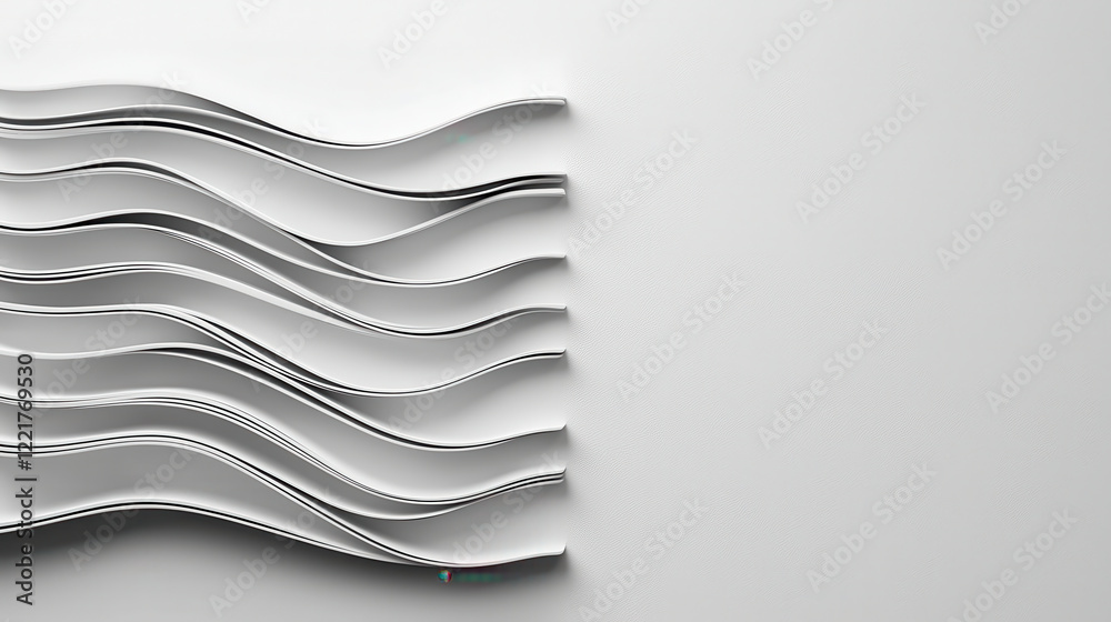Aufkleber wavy lines create modern, minimalist design on light gray background, evoking sense of calm and soph