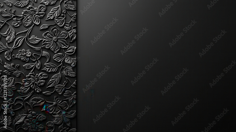 Leinwandbilder elegant black background featuring delicate floral pattern, perfect for design projects or as backdr