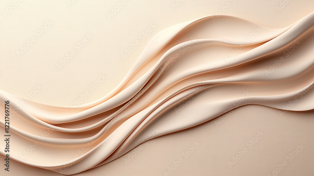 Poster Soft cream surface with fine abstract patterns and flowing textures. gentle curves create soothing visual effect, perfect for backgrounds or design elements