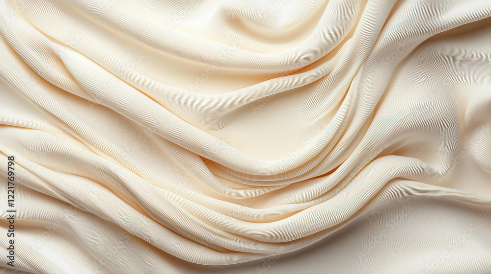Poster Soft cream fabric with fine abstract patterns, creating smooth and elegant texture. gentle folds and drapes evoke sense of luxury and sophistication