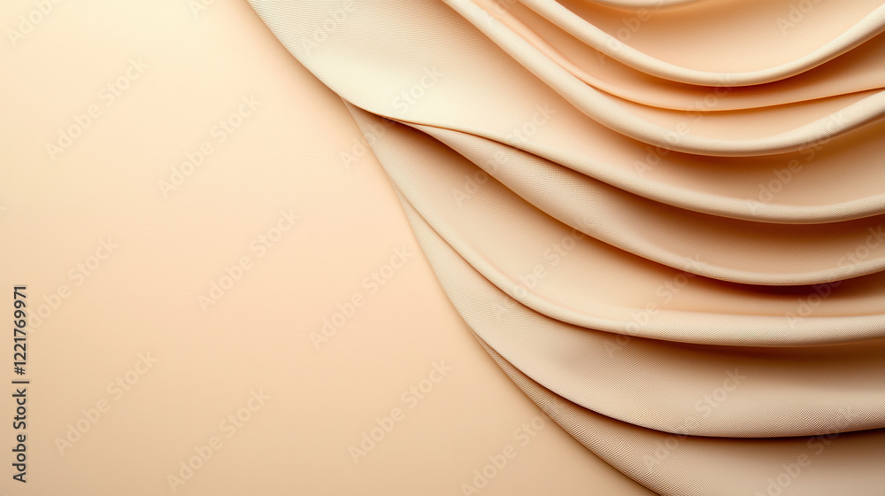 Aufkleber Soft cream fabric drapes elegantly, creating gentle waves and textures. warm tones and smooth surface evoke sense of calm and sophistication