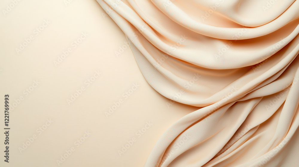 Leinwandbilder soft cream fabric draped elegantly on warm background, creating serene and sophisticated atmosphere.