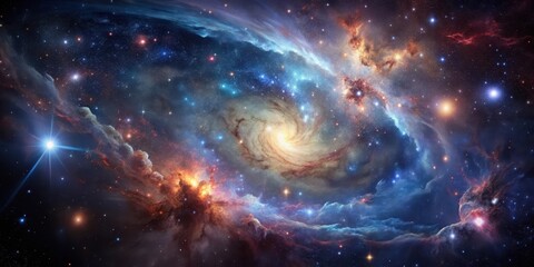 Fototapeta premium Dark nebula with stars and galaxies in a vast abstract space, nebulae, deep space, nebulae, deep space,starry night