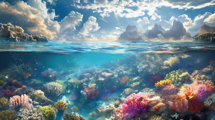 Obraz premium beneath colorful corals