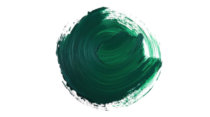 Green paint geometric circle shape brush on transparent background
