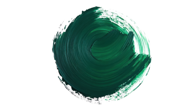 Green paint geometric circle shape brush on transparent background