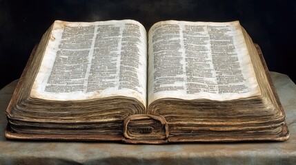 Obraz premium A Bible opened to the Book of Psalms, with pages slightly fluttering in the breeze.