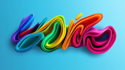 Obraz premium Artistic bold text, floating alongside layered abstract shapes, neon highlights, 3D illustration