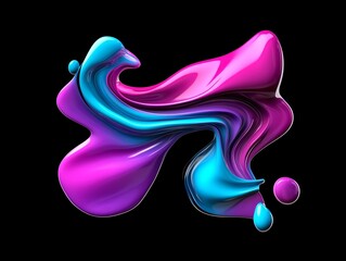 Obraz premium Bold uppercase letters, abstract liquid shapes, glowing textures, 3D illustration